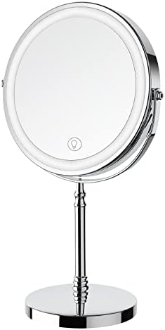DEIOVWXS Makeup Mirror, Rechargeable Vanity Mirror with 3 Lights, 1X/10X