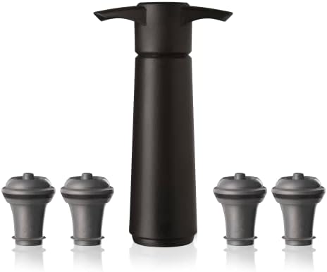 Vacu Vin Original Wine Pump - 4 Vacuum Wine Stoppers - Wine Saver - Black