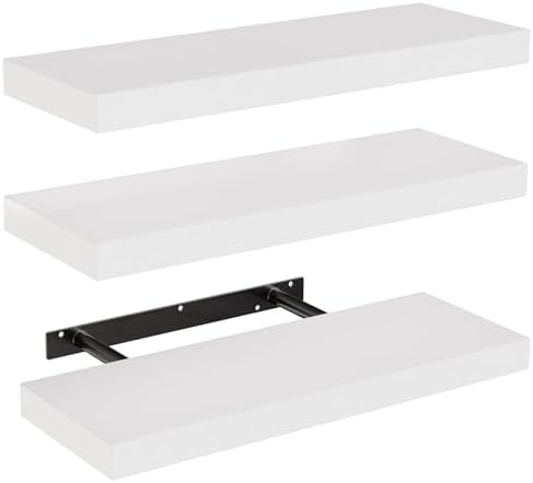 Amada 15.7" Floating Shelves for Wall Decor & Storage, Set of 3, White