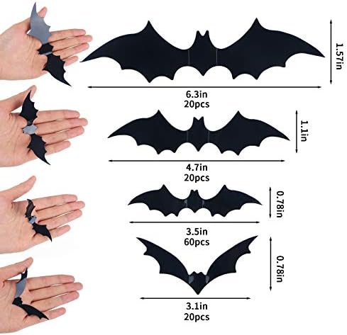 DIYASY Bats Wall Decor, 120 Pcs 3D Bat Halloween Decoration Stickers for Home Decor 4