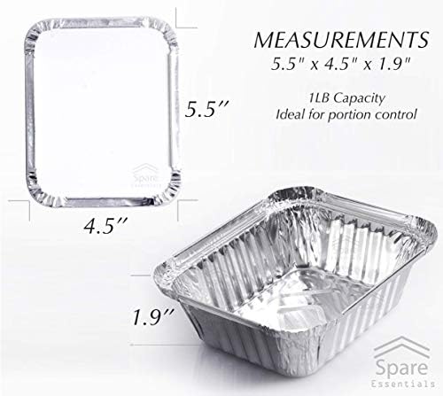 55 Pack - Aluminum Pan/Containers with Lids/Foil Containers/Aluminum Pans with Lids/Take