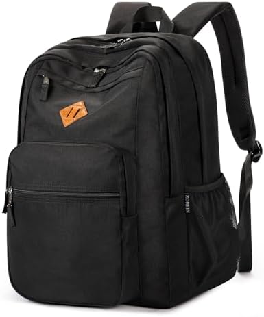 ZORFIN 26L Black Backpack for College, and Travel: Water Resistant Bookbag