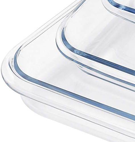 FOYO Basics Tempered Glass Baking Dish, 1.6 Quart Clear Oblong Dish Set