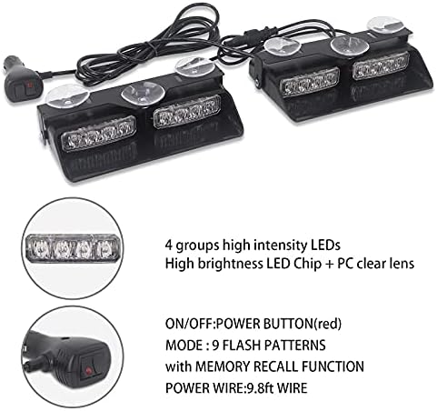 2 in 1 Dash Strobe Lights Interior LED Windshield Lights