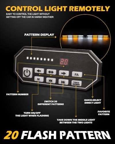 HLauto 2x16.8 inch Dash Strobe Lights w/Take Down/Controller