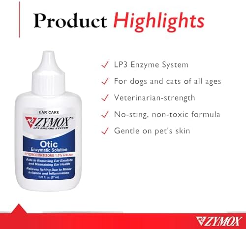 Zymox Otic Enzymatic Solution for Dogs and Cats to Soothe Ear Infections with 1%