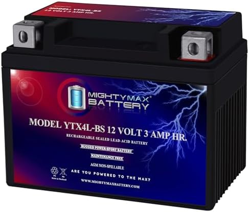 Mighty Max Battery YTX4L-BS - 12 Volt 3 AH, 50 CCA
