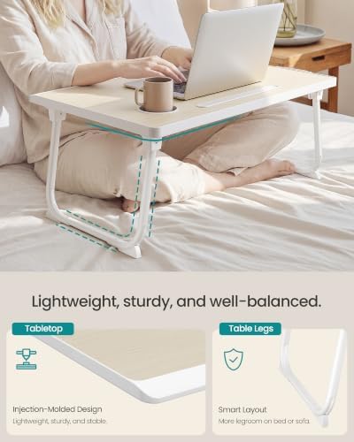 SONGMICS Foldable Lap Desk, Portable Bed Desk Table Tray w/Cup Holder Tray