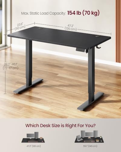 VASAGLE Standing Desk, 48x24 Inch Electric Adjustable Desk, 30-Min Assembly
