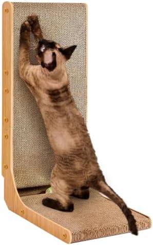 EHEYCIGA Cardboard Cat Scratcher for Indoor Cats, 26.8 Inch, Brown