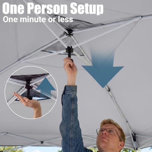 10x10 Pop Up Canopy Tent, One Push Center Lock Instant Setup Folding Shelter