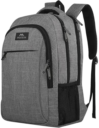 MATEIN Travel Laptop Backpack, 15.6 Inch College School Computer Bag, Grey