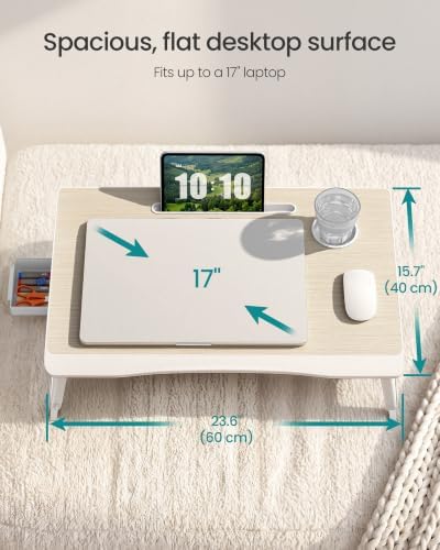 SONGMICS Foldable Lap Desk, Portable Bed Desk Table Tray w/Cup Holder Tray