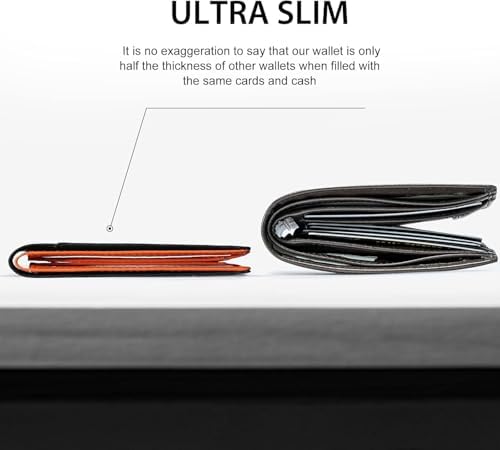 GSOIAX Slim Wallet for Men Rfid Blocking Leather Bifold Front Pocket Carbon Fiber Men's