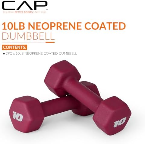 CAP Neoprene Dumbbell Pairs & Sets, Color Series, Non-Slip Grip, Hex Design