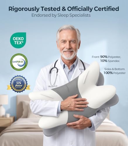 Cervical Neck Pillow for Pain Relief, Cooling Memory Foam(DarkGrey & White)