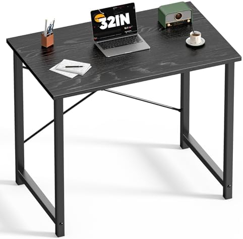 DUMOS 31.5 Inch Small Computer Desk, Home Office Desks for Bedroom, Black