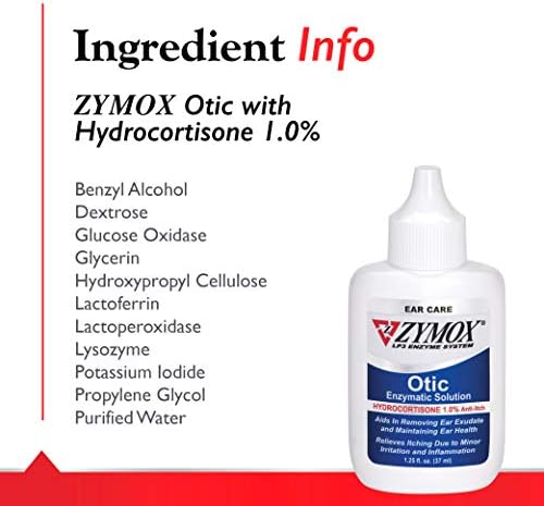 Zymox Otic Enzymatic Solution for Dogs and Cats to Soothe Ear Infections with 1%