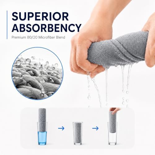Veco Microfiber Cleaning Cloth Roll 80 PCS Gray, 12" x 12"