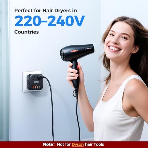 220V to 110V Converter, 2000W Voltage Converter US to Europe for Hair Dryer