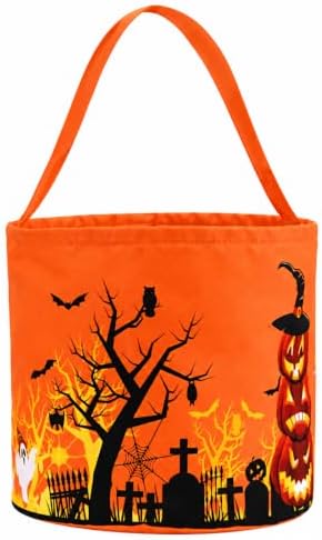 Halloween Trick or Treat Candy Bags LED Light Up Pumpkin Bucket