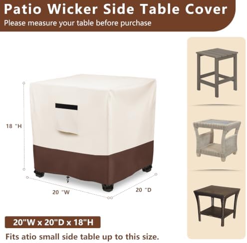 Waterproof Patio Small Side Table Cover,Square Outdoor Ottoman Covers