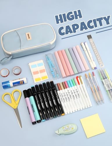 SUNEE Cute Pencil Case, Aesthetic Pen Pouch, Colored Large Pencil Bag with Zipper