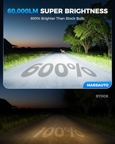 Marsauto 9005 H11 LED Bulbs Combo, 60,000LM 600% Brighter, Pack of 4