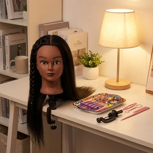 100% Real Hair Mannequin Head Training Head Manikin Cosmetology Doll Head for Hairdresser