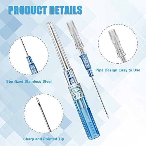 Juder 16G Catheter Piercing Needles - 50Pcs Kit for Ear, Nose, Lip, Tongue