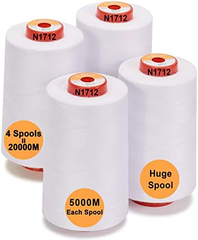 New brothread 4 Large Cones All Purpose Polyester Thread -White