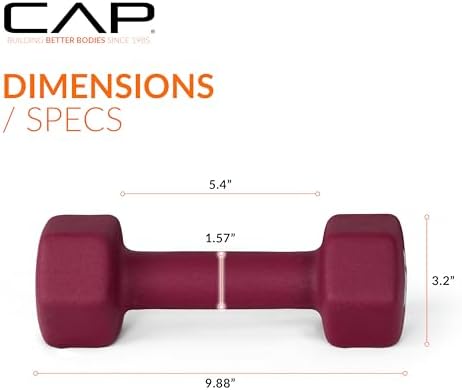 CAP Neoprene Dumbbell Pairs & Sets, Color Series, Non-Slip Grip, Hex Design