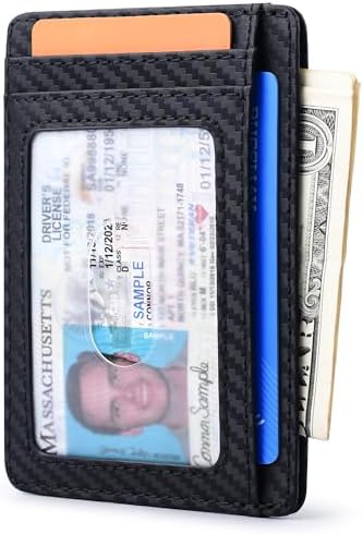 Buffway Slim Minimalist Front Pocket RFID Blocking Leather Wallets for Men and Women