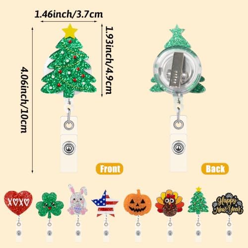 Happy Holiday Badge Reels, 8Pcs Nurse Doctor Seasonal Badge Holders