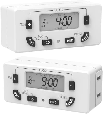 Fosmon Digital Timer Outlets, 7-Day Programmable 10 on/off Programs, 2 Pack