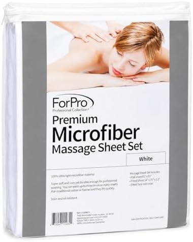 ForPro Premium Microfiber 3-Piece Massage Sheet Set, White