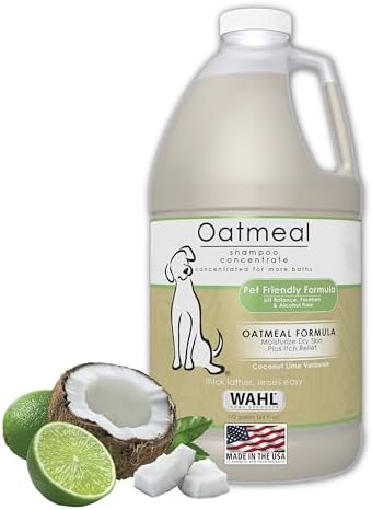 Wahl USA Dry Skin & Itch Relief Pet Shampoo for Dogs – Oatmeal Formula with Coconut Lime