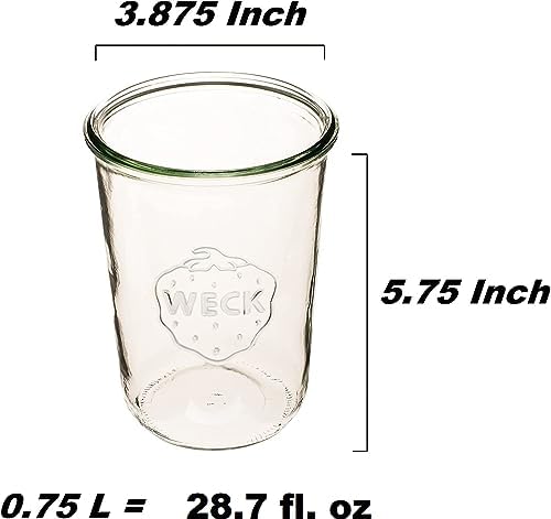 WECK 743 Glass Canning Jars with Lids, Sourdough Starter Jar 2 Pack