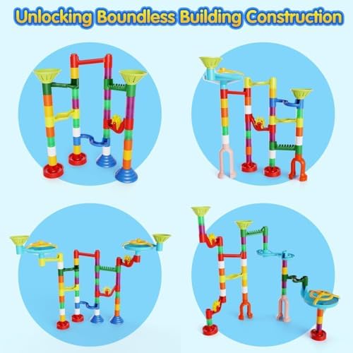 Marble Run Kit, 110pcs Marble Maze Game Construction Building Toys for Kids