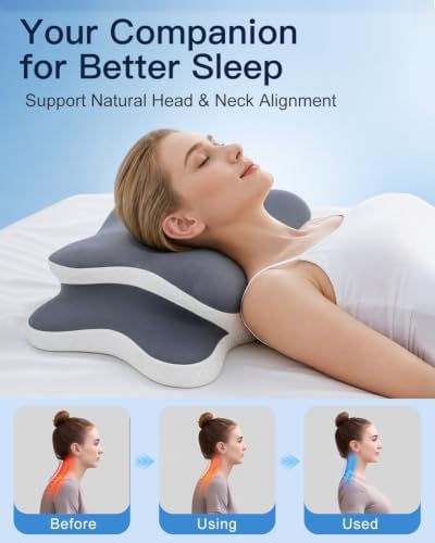 Ergonomic Cervical Pillow for Neck Pain Relief, Gray, 60*35*14cm