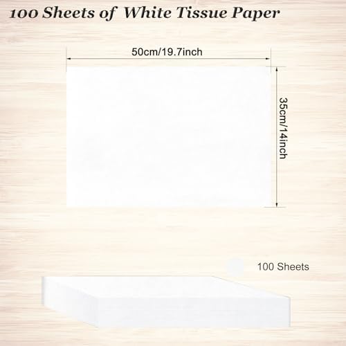 100 Sheets White Tissue Paper Artdly 14 x 20 Inches Recyclable White Wrapping Paper Bulk
