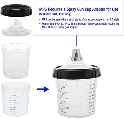 Master Paint System MPS Disposable Paint Spray Gun Cup Liners & Lid System