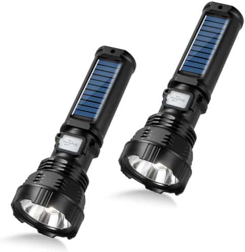 VOETIR Led Solar Flashlight, 1500 Lumens Led Solar Handheld Flashlights with IP65