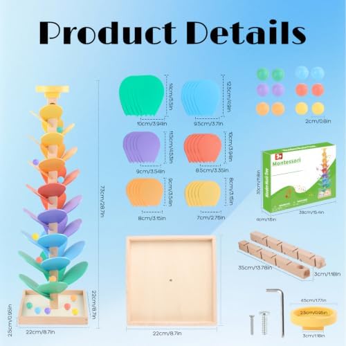 Wooden Marble Run for 4-8 Music Tree Montessori Color Sorting Toys 3-5