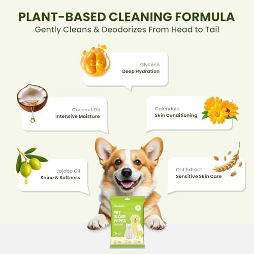 36ct Pet Glove Wipes for Dogs, Cats & Small Animals, Coconut Scent