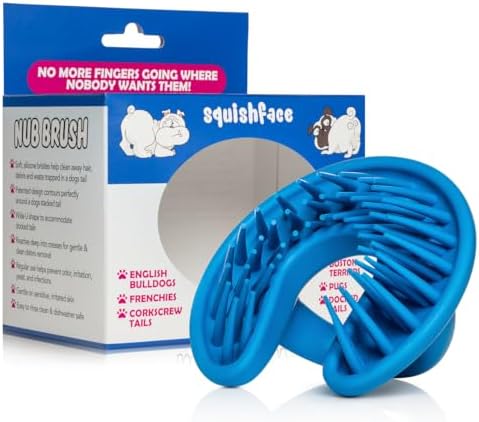 Squishface Nub Brush – Corkscrew Tail Dog Brush for Bulldogs Silicone Grooming Brush for