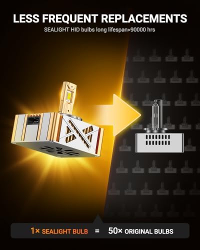 SEALIGHT D5S HID Bulbs, 6000K Cool White for HID Xenon Light