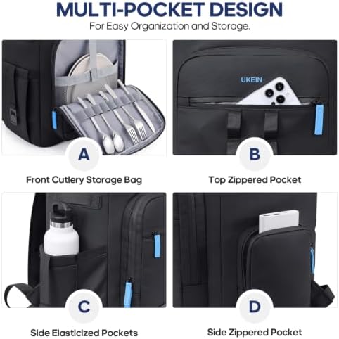Backpack Cooler Insulated Leakproof 50Cans Lunch Ice Chest Bag Double Deck
