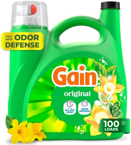 Gain Liquid Laundry Detergent, Now with Odor Defense, Original Scent, 132 fl oz, 100 Loads