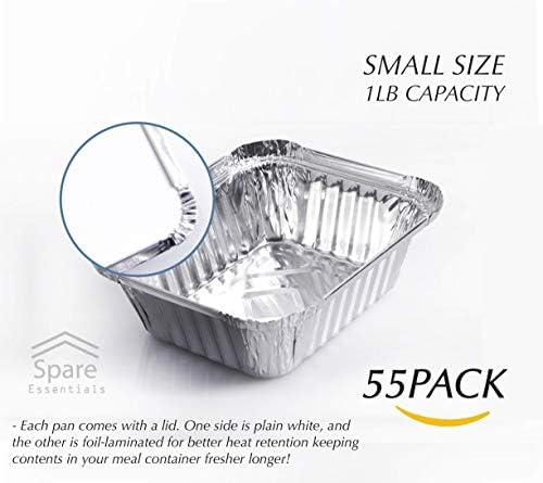 55 Pack - Aluminum Pan/Containers with Lids/Foil Containers/Aluminum Pans with Lids/Take